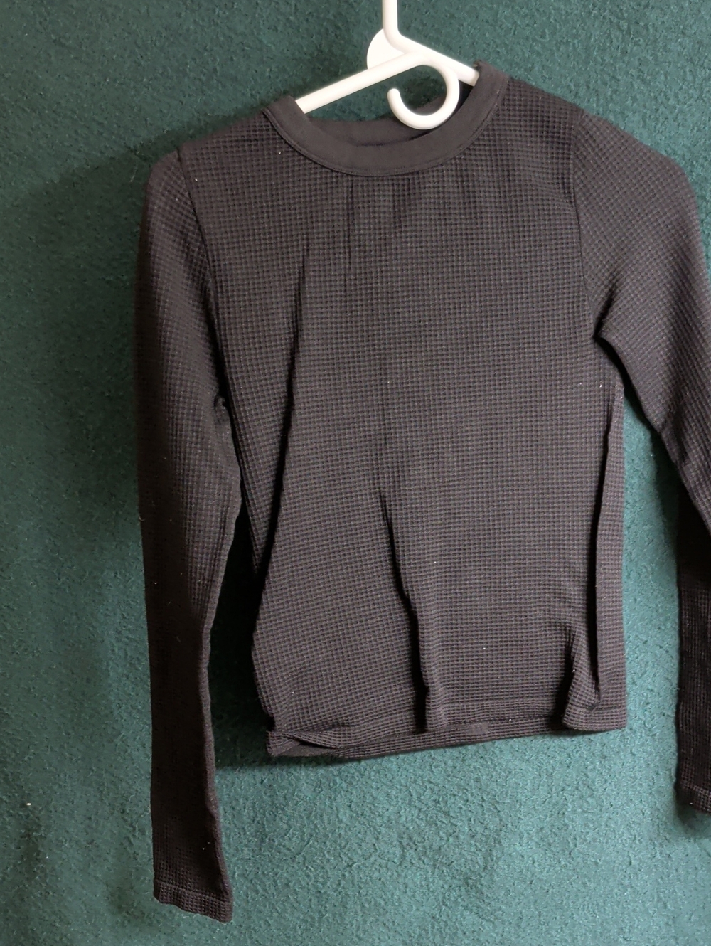 No Boundaries Black Waffle Knit Crewneck Top